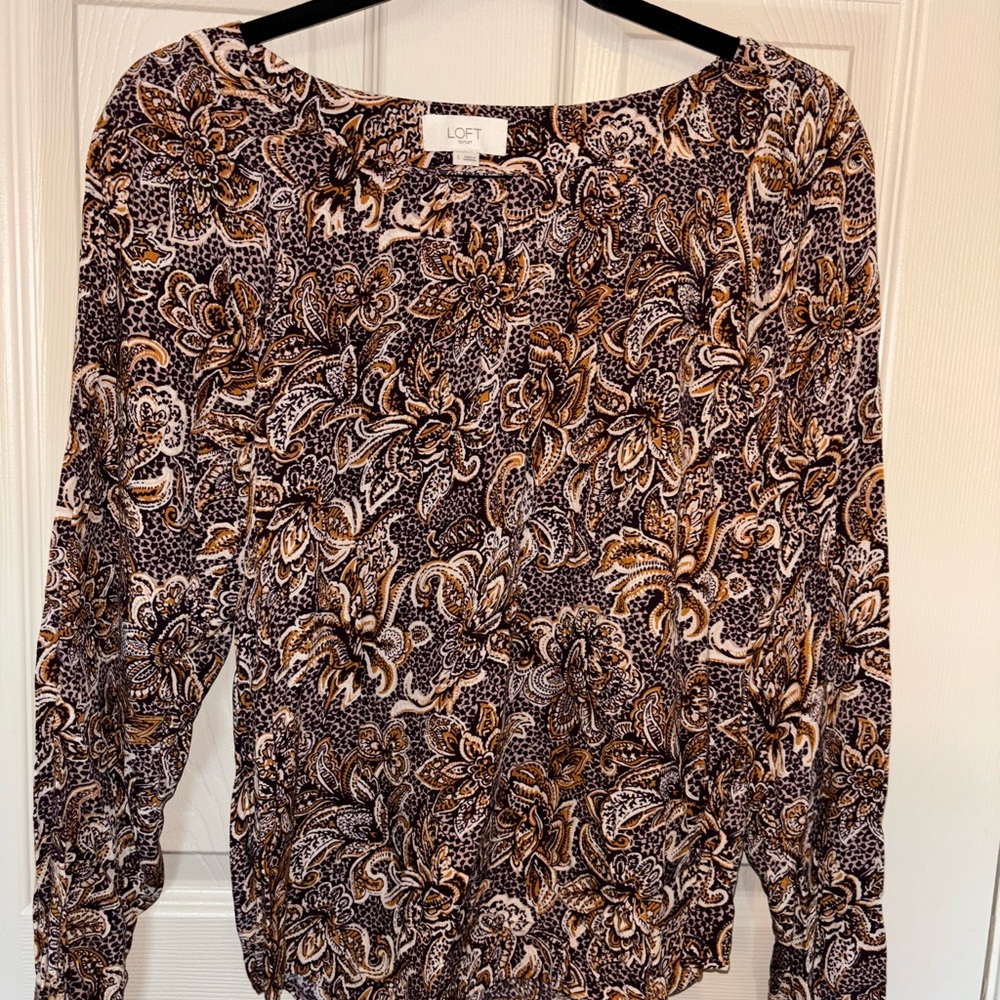 LOFT Women's Paisley Blouse - Brown and Black